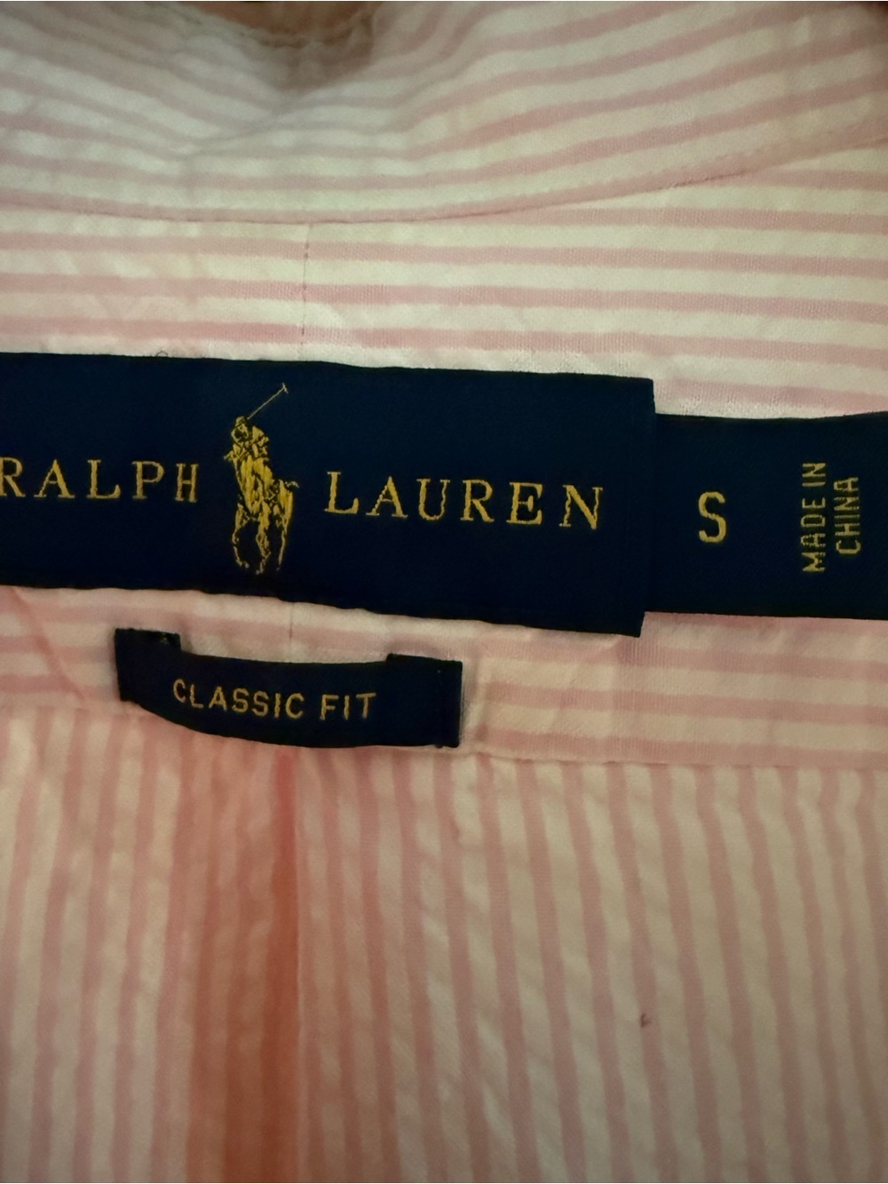 Polo Ralph Lauren Classic Fit cotton Seersucker Shirt    Pink white button down - Picture 7 of 8